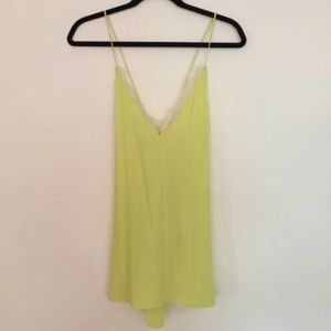 Neon Yellow Lace Open Tie Back Urban Outfitters Silence & Noise Tank [Small]